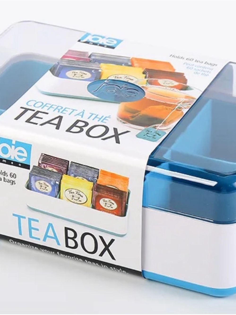 Joie Blue and White Tea Box Joie tea box holds 60 tea bags